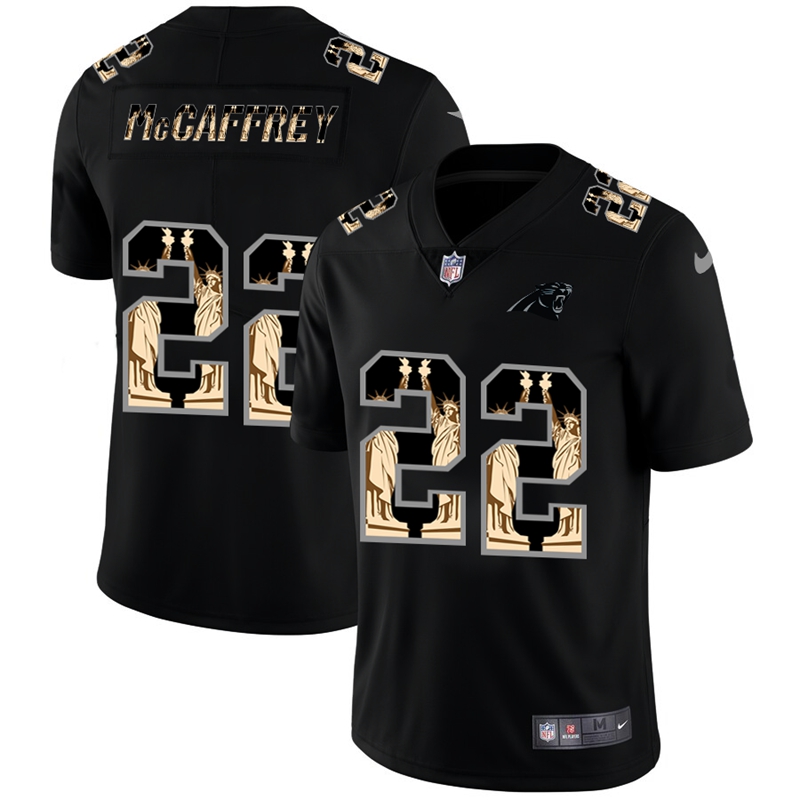 Carolina Panthers #22 Christian McCaffrey Carbon Black Vapor Statue Of Liberty Limited NFL Jersey Carolina Panthers #22 Christian McCaffrey Carbon Black Vapor Statue Of Liberty Limited NFL Jersey