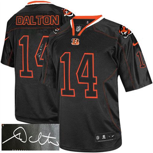 Nike Bengals #14 Andy Dalton Lights Out Black Men's Stitched NFL Elite Autographed Jersey Nike Bengals #14 Andy Dalton Lights Out Black Men's Stitched NFL Elite Autographed Jersey