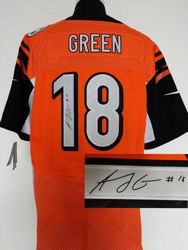 Nike Bengals #18 A.J. Green Orange Alternate Men's Stitched NFL Elite Autographed Jersey Nike Bengals #18 A.J. Green Orange Alternate Men's Stitched NFL Elite Autographed Jersey