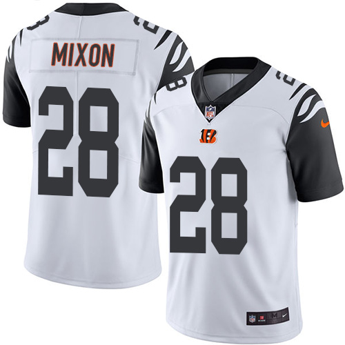Nike Bengals #28 Joe Mixon White Men's Stitched NFL Limited Rush Jersey Nike Bengals #28 Joe Mixon White Men's Stitched NFL Limited Rush Jersey