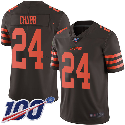 Nike Browns #24 Nick Chubb Brown Men's Stitched NFL Limited Rush 100th Season Jersey Nike Browns #24 Nick Chubb Brown Men's Stitched NFL Limited Rush 100th Season Jersey