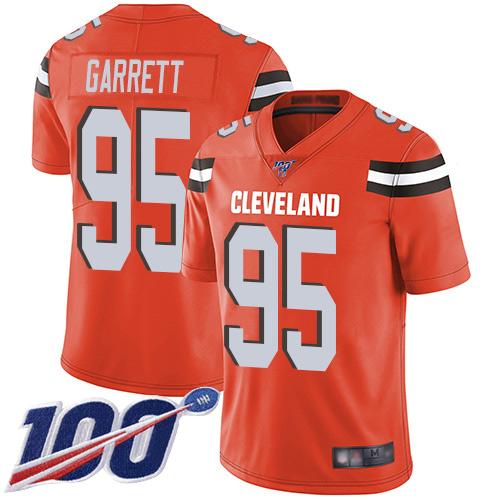 Nike Browns #95 Myles Garrett Orange Alternate Men's Stitched NFL 100th Season Vapor Limited Jersey Nike Browns #95 Myles Garrett Orange Alternate Men's Stitched NFL 100th Season Vapor Limited Jersey