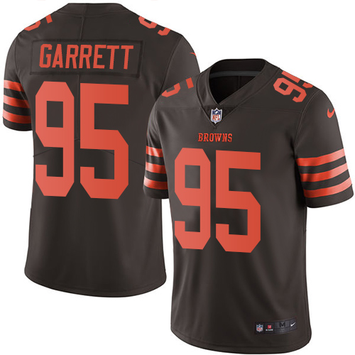 Men's Browns #95 Myles Garrett Brown Stitched Limited Rush Jersey Men's Browns #95 Myles Garrett Brown Stitched Limited Rush Jersey
