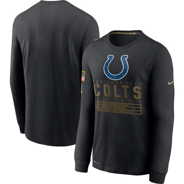 Men's Indianapolis Colts Black NFL 2020 Salute To Service Sideline Performance Long Sleeve T-Shirt Men's Indianapolis Colts Black NFL 2020 Salute To Service Sideline Performance Long Sleeve T-Shirt