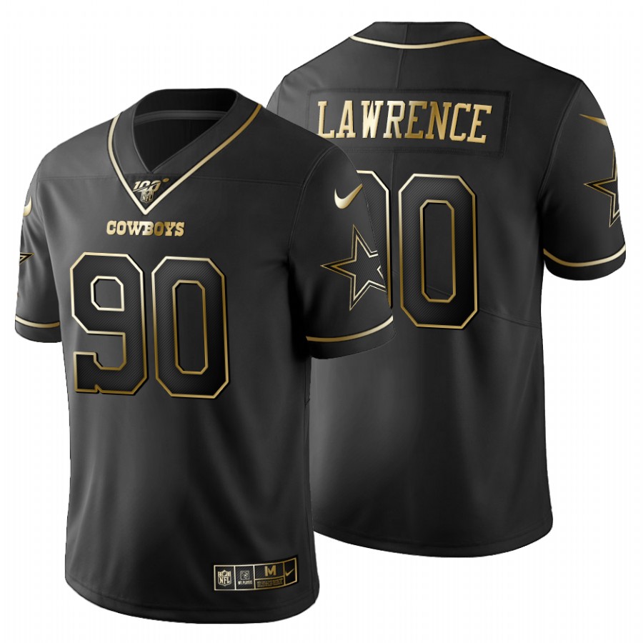 Dallas Cowboys #90 Demarcus Lawrence Men's Nike Black Golden Limited NFL 100 Jersey Dallas Cowboys #90 Demarcus Lawrence Men's Nike Black Golden Limited NFL 100 Jersey