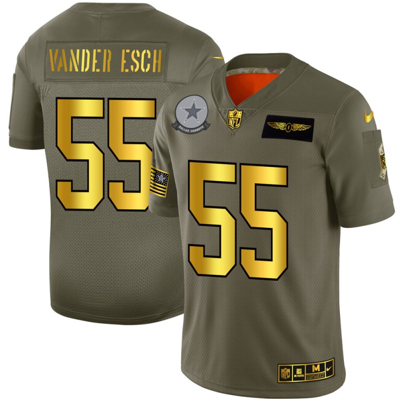 Dallas Cowboys #55 Leighton Vander Esch NFL Men's Nike Olive Gold 2019 Salute to Service Limited Jersey Dallas Cowboys #55 Leighton Vander Esch NFL Men's Nike Olive Gold 2019 Salute to Service Limited Jersey