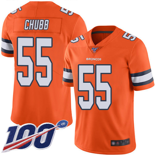 Nike Broncos #55 Bradley Chubb Orange Men's Stitched NFL Limited Rush 100th Season Jersey Nike Broncos #55 Bradley Chubb Orange Men's Stitched NFL Limited Rush 100th Season Jersey