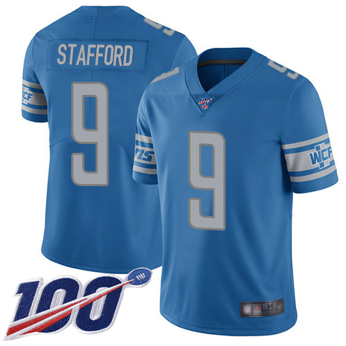 Nike Lions #9 Matthew Stafford Blue Team Color Men's Stitched NFL 100th Season Vapor Limited Jersey Nike Lions #9 Matthew Stafford Blue Team Color Men's Stitched NFL 100th Season Vapor Limited Jersey