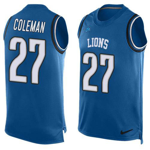 Nike Lions #27 Justin Coleman Blue Team Color Men's Stitched NFL Limited Tank Top Jersey Nike Lions #27 Justin Coleman Blue Team Color Men's Stitched NFL Limited Tank Top Jersey