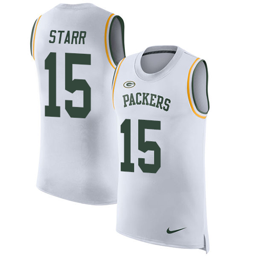 Nike Packers #15 Bart Starr White Men's Stitched NFL Limited Rush Tank Top Jersey Nike Packers #15 Bart Starr White Men's Stitched NFL Limited Rush Tank Top Jersey