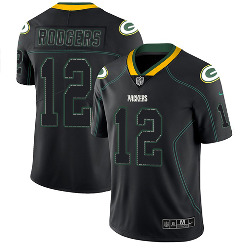 Nike Packers #12 Aaron Rodgers Lights Out Black Men's Stitched NFL Limited Rush Jersey Nike Packers #12 Aaron Rodgers Lights Out Black Men's Stitched NFL Limited Rush Jersey