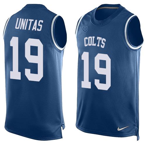 Nike Colts #19 Johnny Unitas Royal Blue Team Color Men's Stitched NFL Limited Tank Top Jersey Nike Colts #19 Johnny Unitas Royal Blue Team Color Men's Stitched NFL Limited Tank Top Jersey