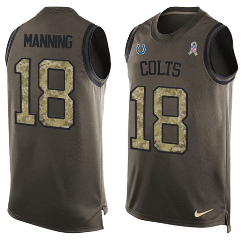 Nike Colts #18 Peyton Manning Green Men's Stitched NFL Limited Salute To Service Tank Top Jersey Nike Colts #18 Peyton Manning Green Men's Stitched NFL Limited Salute To Service Tank Top Jersey