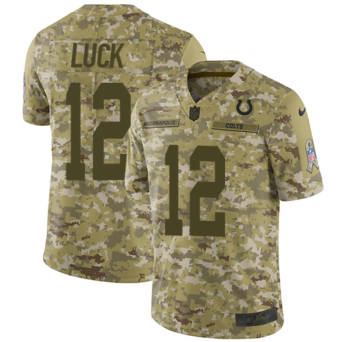 Nike Colts #12 Andrew Luck Camo Men's Stitched NFL Limited 2018 Salute To Service Jersey Nike Colts #12 Andrew Luck Camo Men's Stitched NFL Limited 2018 Salute To Service Jersey