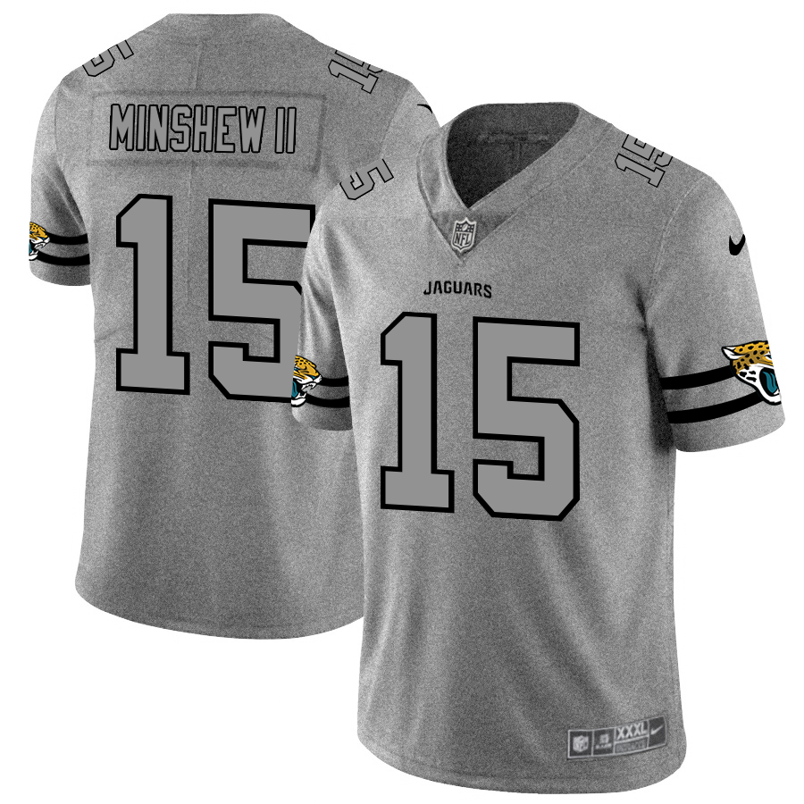 Jacksonville Jaguars #15 Gardner Minshew II Men's Nike Gray Gridiron II Vapor Untouchable Limited NFL Jersey Jacksonville Jaguars #15 Gardner Minshew II Men's Nike Gray Gridiron II Vapor Untouchable Limited NFL Jersey