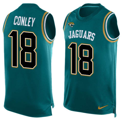Nike Jaguars #18 Chris Conley Teal Green Alternate Men's Stitched NFL Limited Tank Top Jersey Nike Jaguars #18 Chris Conley Teal Green Alternate Men's Stitched NFL Limited Tank Top Jersey