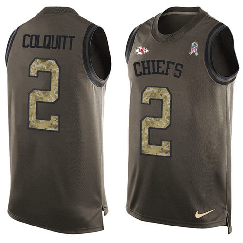 Nike Chiefs #2 Dustin Colquitt Green Men's Stitched NFL Limited Salute To Service Tank Top Jersey Nike Chiefs #2 Dustin Colquitt Green Men's Stitched NFL Limited Salute To Service Tank Top Jersey