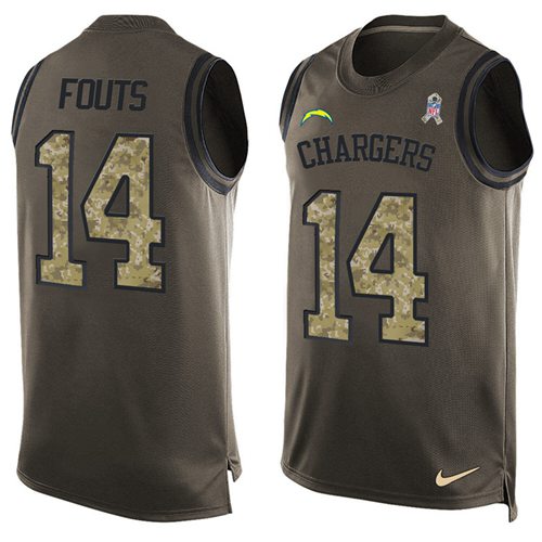Nike Chargers #14 Dan Fouts Green Men's Stitched NFL Limited Salute To Service Tank Top Jersey Nike Chargers #14 Dan Fouts Green Men's Stitched NFL Limited Salute To Service Tank Top Jersey