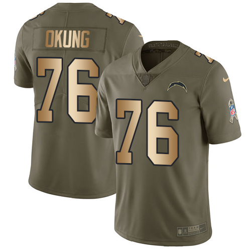 Nike Chargers #76 Russell Okung Olive/Gold Men's Stitched NFL Limited 2017 Salute To Service Jersey Nike Chargers #76 Russell Okung Olive/Gold Men's Stitched NFL Limited 2017 Salute To Service Jersey