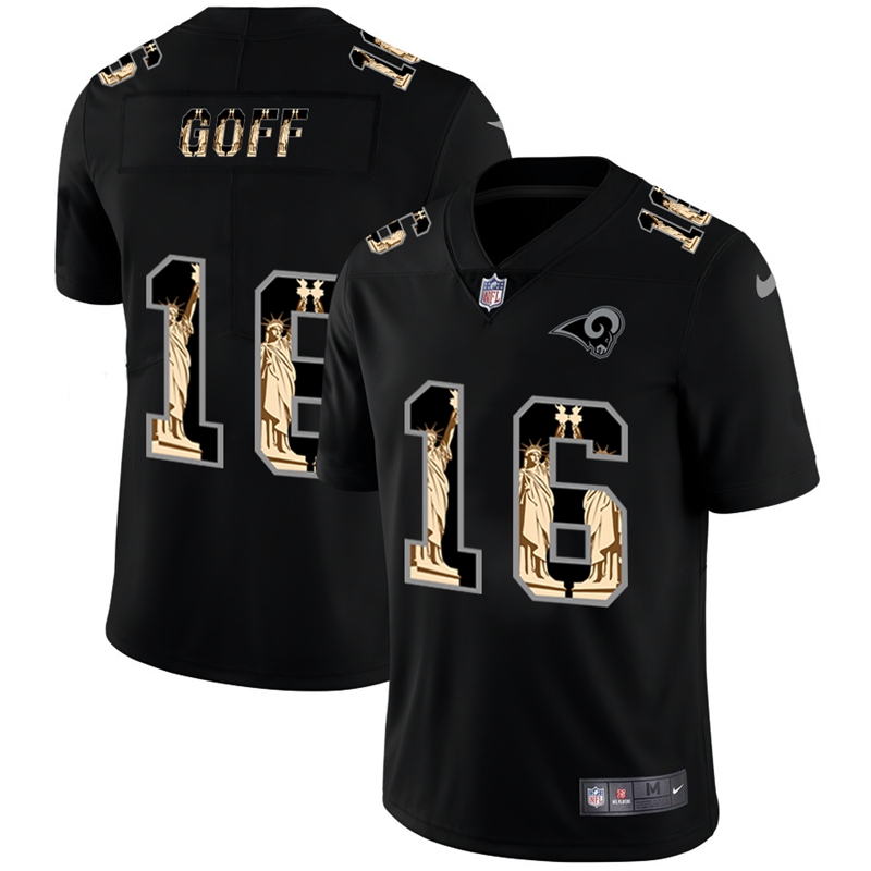 Los Angeles Rams #16 Jared Goff Carbon Black Vapor Statue Of Liberty Limited NFL Jersey Los Angeles Rams #16 Jared Goff Carbon Black Vapor Statue Of Liberty Limited NFL Jersey