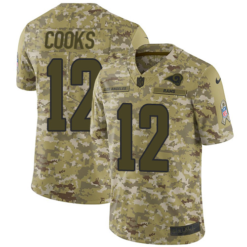 Nike Rams #12 Brandin Cooks Camo Men's Stitched NFL Limited 2018 Salute To Service Jersey Nike Rams #12 Brandin Cooks Camo Men's Stitched NFL Limited 2018 Salute To Service Jersey