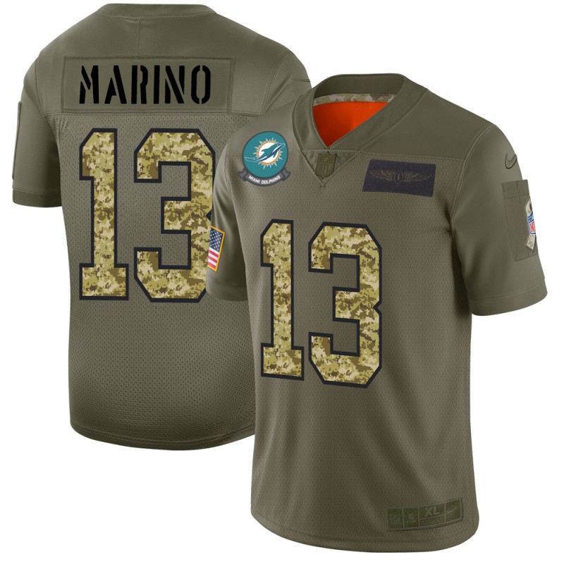Miami Dolphins #13 Dan Marino Men's Nike 2019 Olive Camo Salute To Service Limited NFL Jersey Miami Dolphins #13 Dan Marino Men's Nike 2019 Olive Camo Salute To Service Limited NFL Jersey