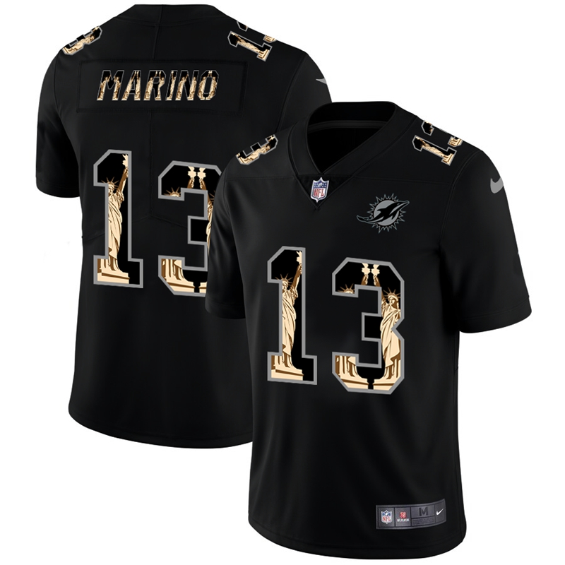 Miami Dolphins #13 Dan Marino Carbon Black Vapor Statue Of Liberty Limited NFL Jersey Miami Dolphins #13 Dan Marino Carbon Black Vapor Statue Of Liberty Limited NFL Jersey