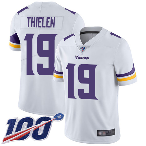 Nike Vikings #19 Adam Thielen White Men's Stitched NFL 100th Season Vapor Limited Jersey Nike Vikings #19 Adam Thielen White Men's Stitched NFL 100th Season Vapor Limited Jersey