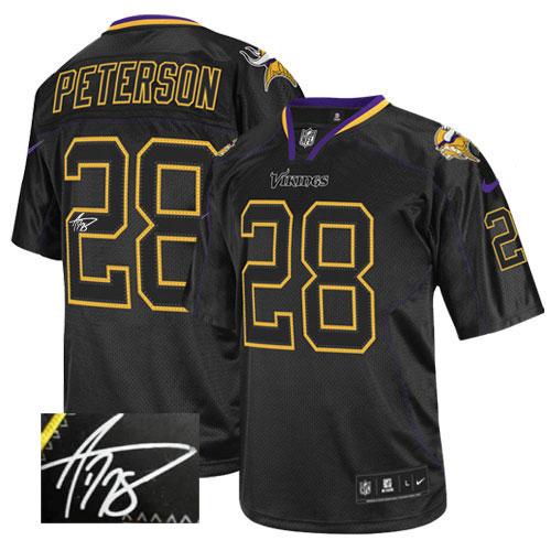 Nike Vikings #28 Adrian Peterson Lights Out Black Men's Stitched NFL Elite Autographed Jersey Nike Vikings #28 Adrian Peterson Lights Out Black Men's Stitched NFL Elite Autographed Jersey
