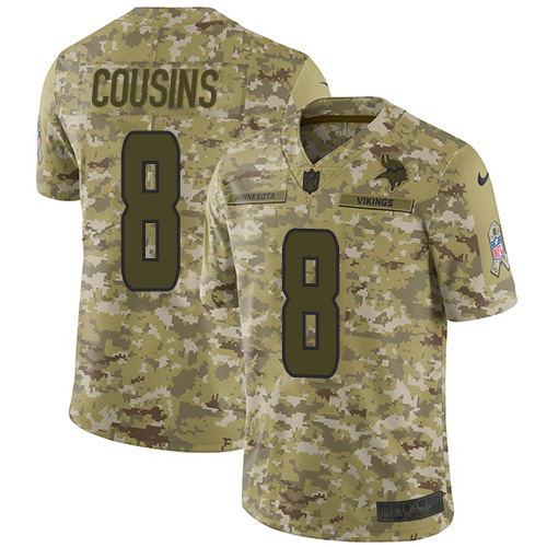 Nike Vikings #8 Kirk Cousins Camo Men's Stitched NFL Limited 2018 Salute To Service Jersey Nike Vikings #8 Kirk Cousins Camo Men's Stitched NFL Limited 2018 Salute To Service Jersey