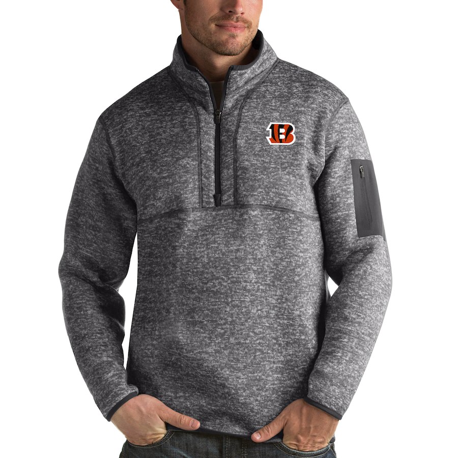 Cincinnati Bengals Antigua Fortune Quarter-Zip Pullover Jacket Charcoal Cincinnati Bengals Antigua Fortune Quarter-Zip Pullover Jacket Charcoal