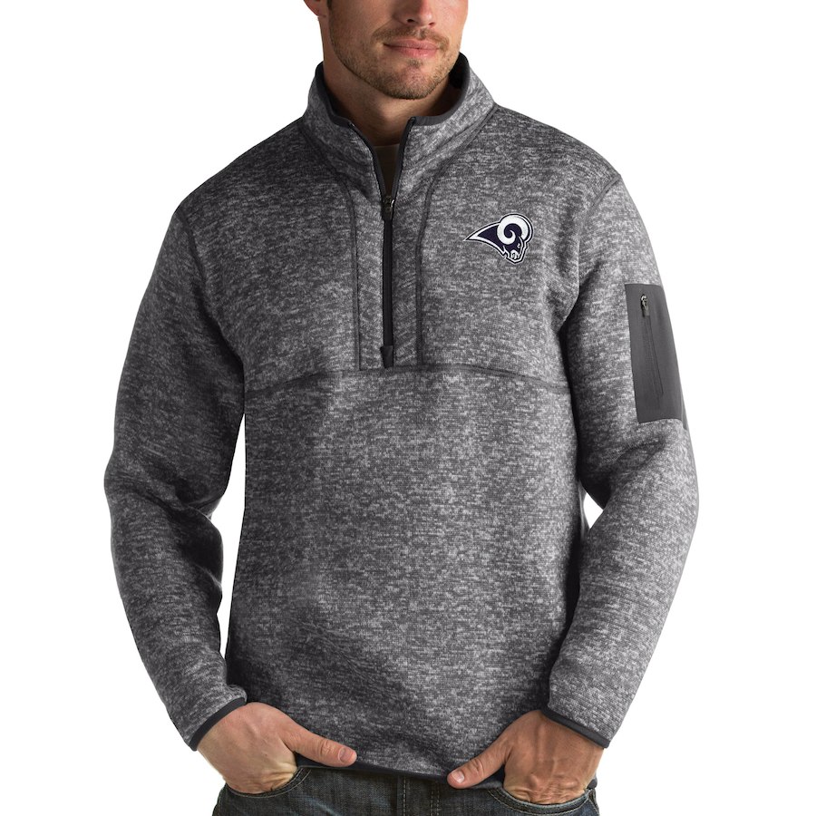 Los Angeles Rams Antigua Fortune Quarter-Zip Pullover Jacket Charcoal Los Angeles Rams Antigua Fortune Quarter-Zip Pullover Jacket Charcoal