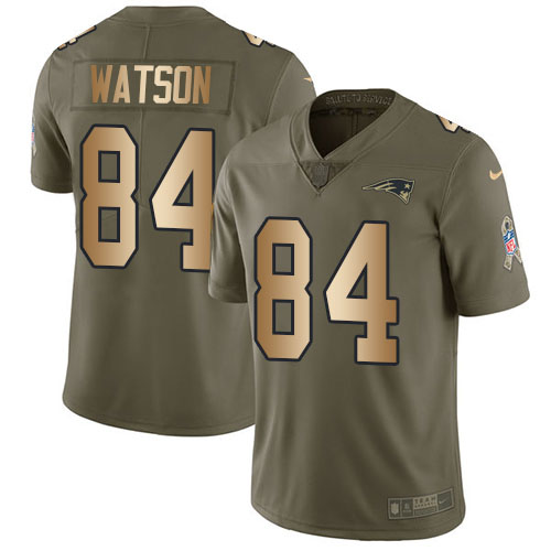 Nike Patriots #84 Benjamin Watson Olive/Gold Men's Stitched NFL Limited 2017 Salute To Service Jersey Nike Patriots #84 Benjamin Watson Olive/Gold Men's Stitched NFL Limited 2017 Salute To Service Jersey