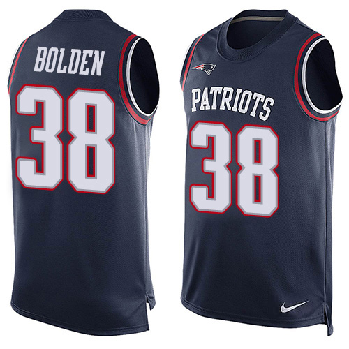 Nike Patriots #38 Brandon Bolden Navy Blue Team Color Men's Stitched NFL Limited Tank Top Jersey Nike Patriots #38 Brandon Bolden Navy Blue Team Color Men's Stitched NFL Limited Tank Top Jersey