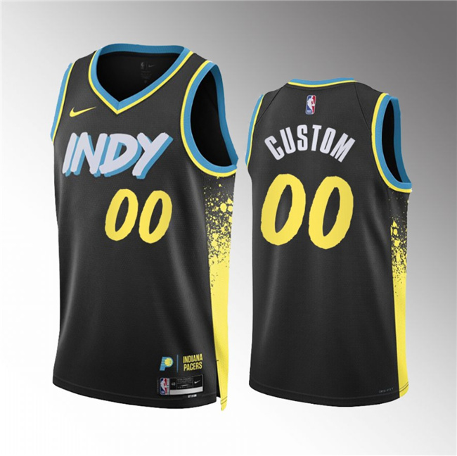 Men's Indiana Pacers Active Player Custom Black 2023/24 City Edition Stitched Basketball Jersey Men's Indiana Pacers Active Player Custom Black 2023/24 City Edition Stitched Basketball Jersey