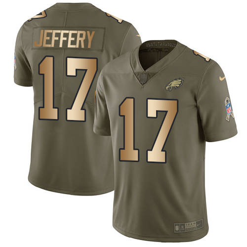 Nike Eagles #17 Alshon Jeffery Olive/Gold Men's Stitched NFL Limited 2017 Salute To Service Jersey Nike Eagles #17 Alshon Jeffery Olive/Gold Men's Stitched NFL Limited 2017 Salute To Service Jersey