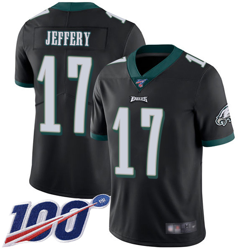 Nike Eagles #17 Alshon Jeffery Black Alternate Men's Stitched NFL 100th Season Vapor Limited Jersey Nike Eagles #17 Alshon Jeffery Black Alternate Men's Stitched NFL 100th Season Vapor Limited Jersey