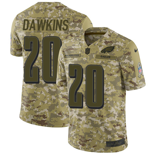Nike Eagles #20 Brian Dawkins Camo Men's Stitched NFL Limited 2018 Salute To Service Jersey Nike Eagles #20 Brian Dawkins Camo Men's Stitched NFL Limited 2018 Salute To Service Jersey