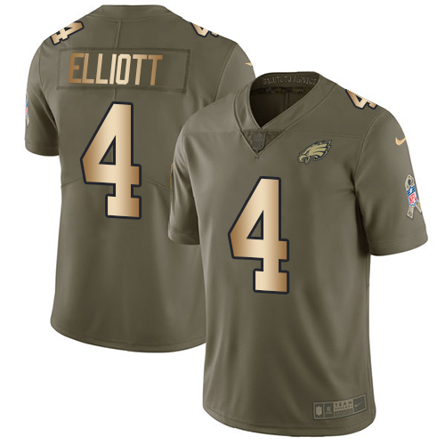 Nike Eagles #4 Jake Elliott Olive/Gold Men's Stitched NFL Limited 2017 Salute To Service Jersey Nike Eagles #4 Jake Elliott Olive/Gold Men's Stitched NFL Limited 2017 Salute To Service Jersey