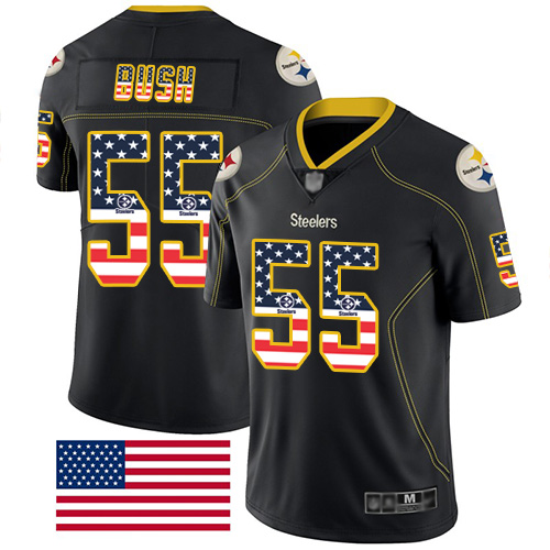 Nike Steelers #55 Devin Bush Black Men's Stitched NFL Limited Rush USA Flag Jersey Nike Steelers #55 Devin Bush Black Men's Stitched NFL Limited Rush USA Flag Jersey