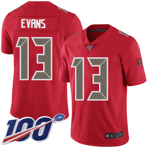 Nike Buccaneers #13 Mike Evans Red Men's Stitched NFL Limited Rush 100th Season Jersey Nike Buccaneers #13 Mike Evans Red Men's Stitched NFL Limited Rush 100th Season Jersey