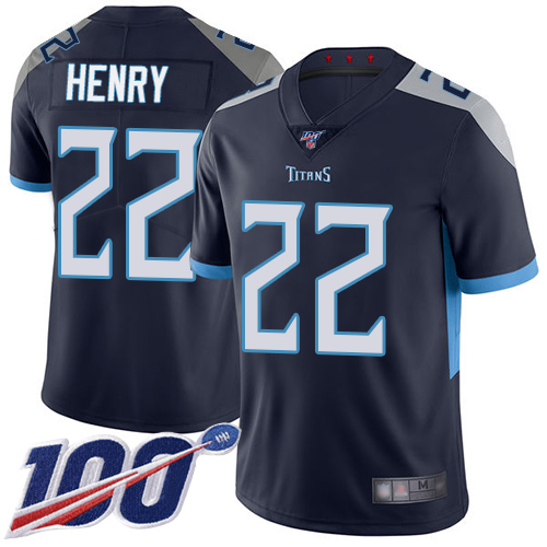 Nike Titans #22 Derrick Henry Navy Blue Team Color Men's Stitched NFL 100th Season Vapor Limited Jersey Nike Titans #22 Derrick Henry Navy Blue Team Color Men's Stitched NFL 100th Season Vapor Limited Jersey
