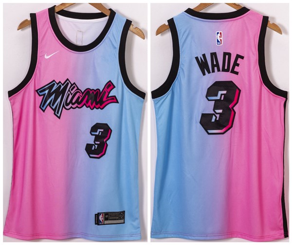 Men's Miami Heat #3 Dwyane Wade 2021 Blue/Pink City Edition Vice Stitched Jersey Men's Miami Heat #3 Dwyane Wade 2021 Blue/Pink City Edition Vice Stitched Jersey