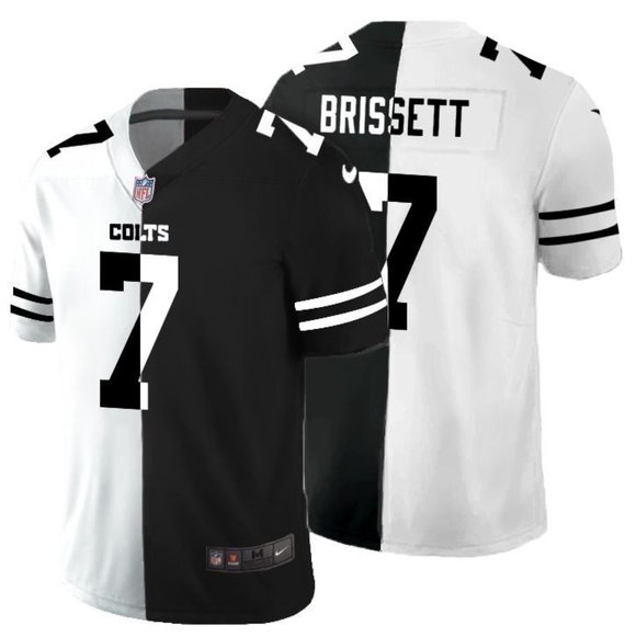 Men's Indianapolis Colts #7 Jacoby Brissett Black & White NFL Split Limited Stitched NFL Jersey Men's Indianapolis Colts #7 Jacoby Brissett Black & White NFL Split Limited Stitched NFL Jersey