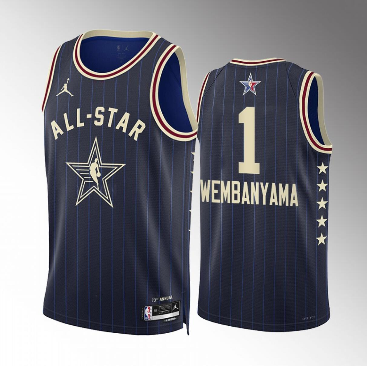 Men's 2024 All-Star #1 Victor Wembanyama Stitched Navy Basketball Jersey Men's 2024 All-Star #1 Victor Wembanyama Stitched Navy Basketball Jersey