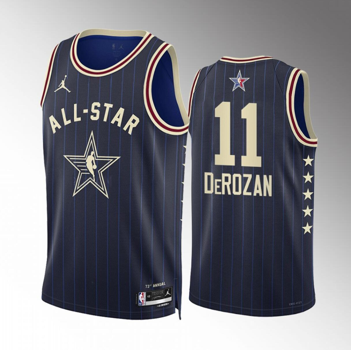 Men's 2024 All-Star #11 DeMar DeRozan Navy Stitched Basketball Jersey Men's 2024 All-Star #11 DeMar DeRozan Navy Stitched Basketball Jersey
