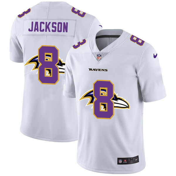 Men's Baltimore Ravens #8 Lamar Jackson White NFL Stitched Jersey Men's Baltimore Ravens #8 Lamar Jackson White NFL Stitched Jersey