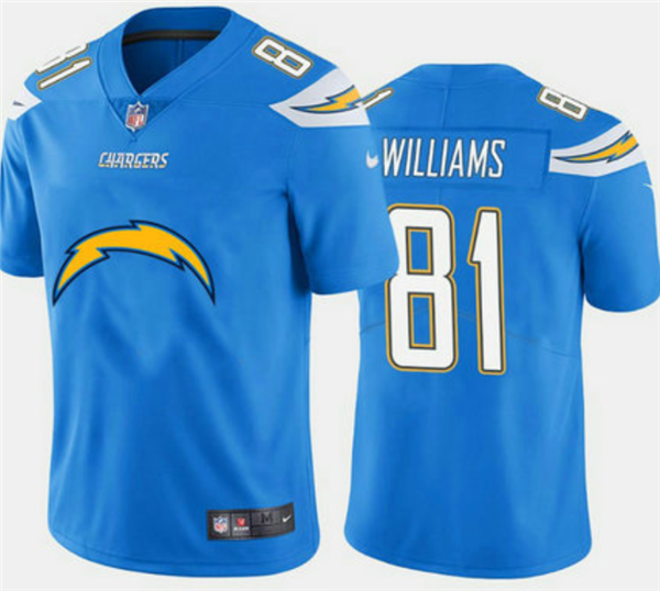 Men's Los Angeles Chargers #81 Mike Williams Blue 2020 Team Big Logo Limited Stitched Jersey Men's Los Angeles Chargers #81 Mike Williams Blue 2020 Team Big Logo Limited Stitched Jersey