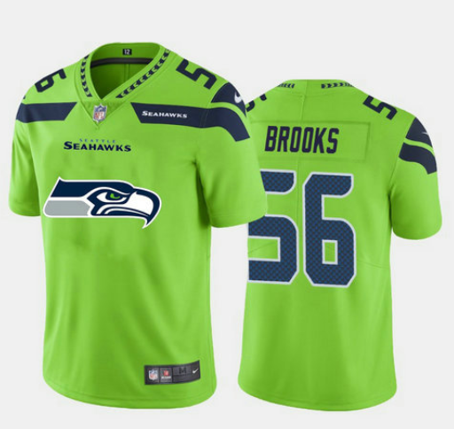 Men's Seattle Seahawks #56 Jordyn Brooks Green 2020 Team Big Logo Limited Stitched Jersey Men's Seattle Seahawks #56 Jordyn Brooks Green 2020 Team Big Logo Limited Stitched Jersey