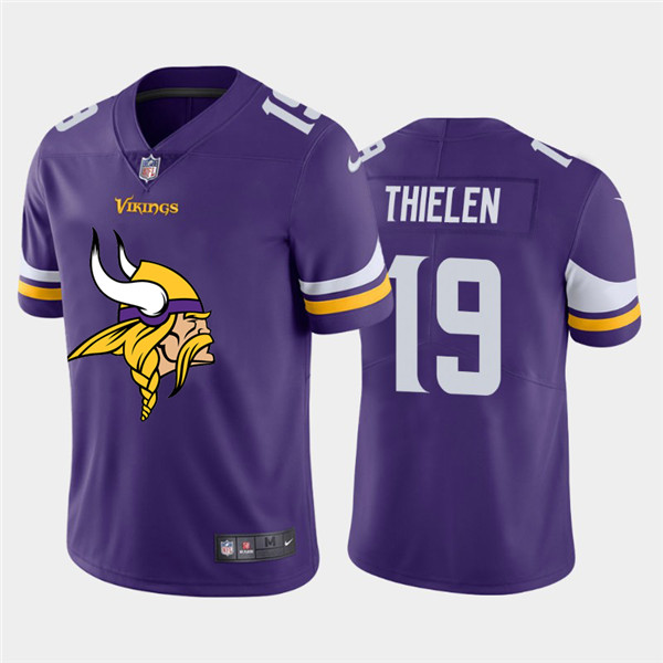 Men's Minnesota Vikings #19 Adam Thielen Purple 2020 Team Big Logo Limited Stitched Jersey Men's Minnesota Vikings #19 Adam Thielen Purple 2020 Team Big Logo Limited Stitched Jersey